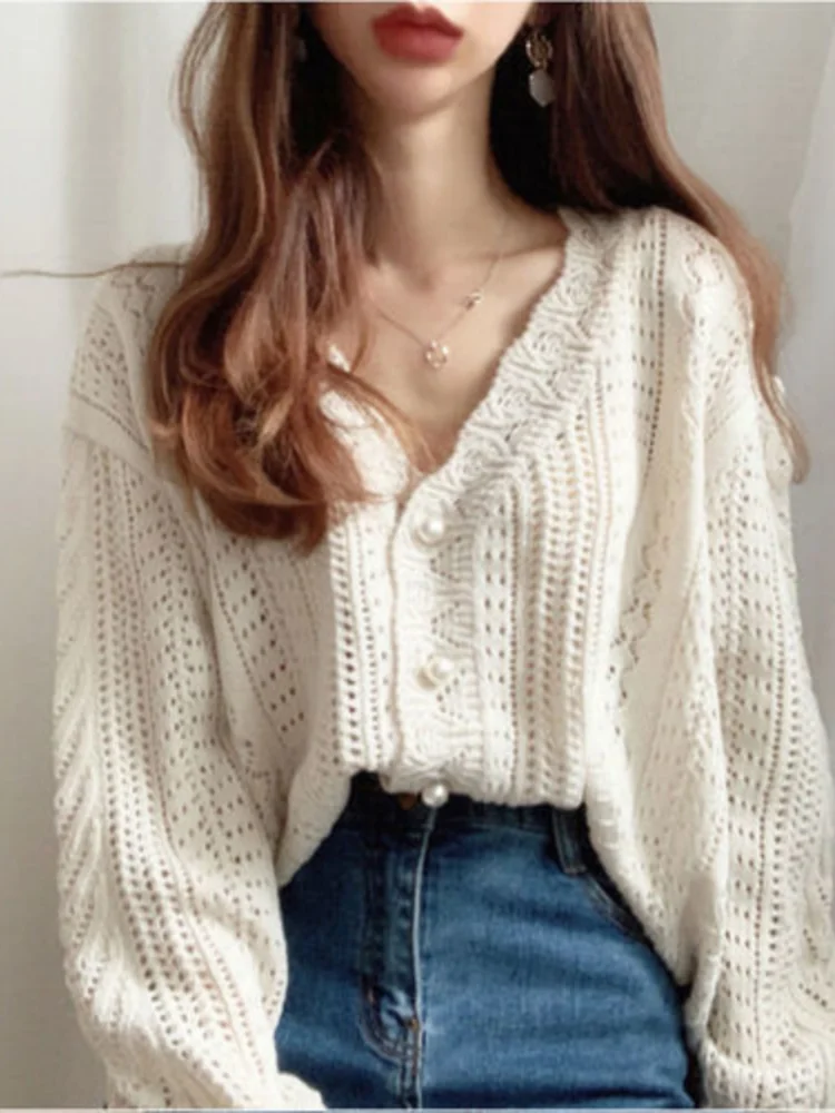 Sexy Cardigan Loose White Tops