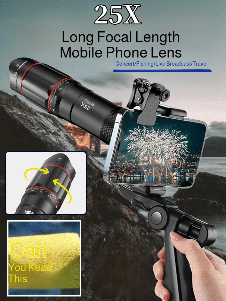 Mobile Phone Monocular Telescope HD Portable HD Single Tube High Power Telescope Shooting Telephoto Concert Telescope