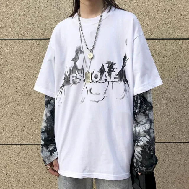 Long Sleeve Fake Two-piece T Shirt 