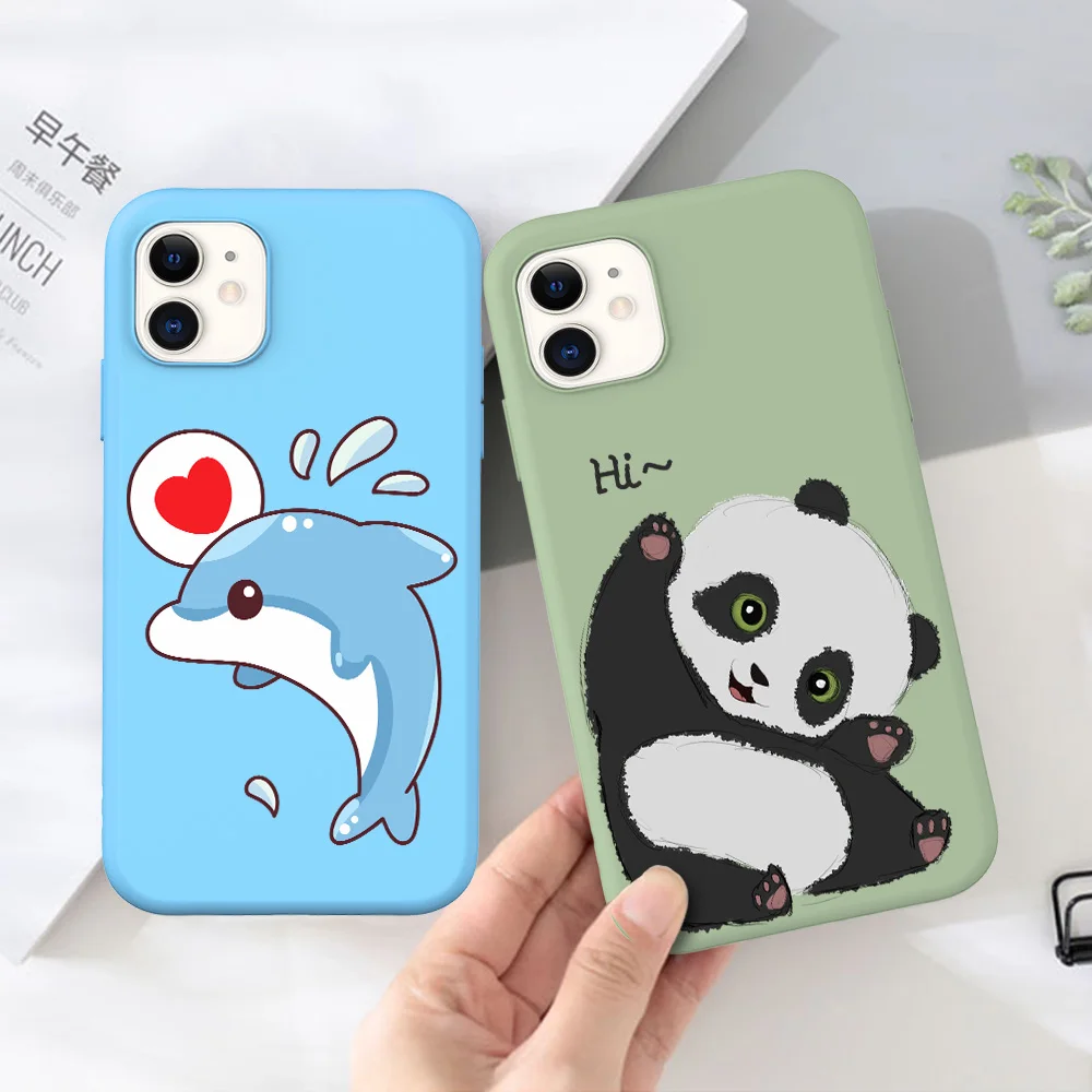 Cute Cartoon Phone Case For iPhone 13 Pro Max 11 12 13 Mini 7 8 Plus X XR Xs Max SE20 Colorful Panda Dolphin Soft Silicone Cover
