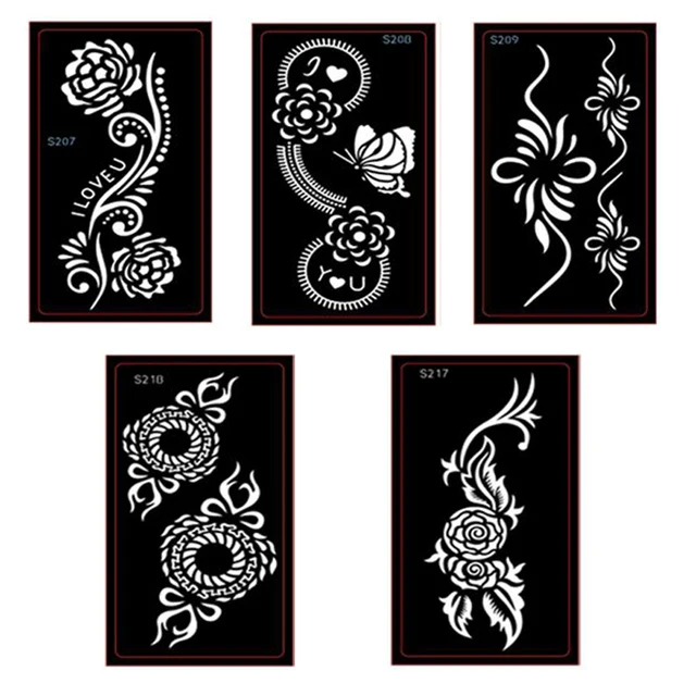 5 Sheets/lot Temporary Tattoo Stencil Henna Tattoo Kit Body Art