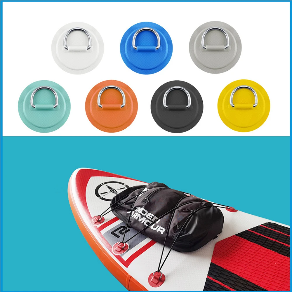 4pcs D Ring Pad PVC Patch Boat Deck Rigging with 2.5m Black Elastic Bungee Rope Inflatable Stand Up Paddle Board SUP Accessories-animated-img