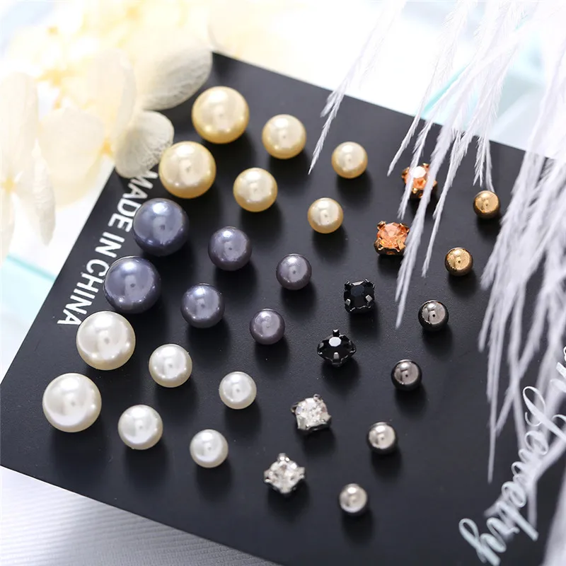 Modyle 2024 New Pearl Earrings Set 15 Pairs Female Korean Fashion Simple Stud Earrings for Girls Women Jewelry Gifts-animated-img