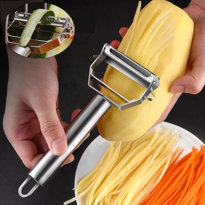 Kitchen Vegetable Peeler Stainless Steel Melon Planer Double-Head Peeler Household Multiple-Function Fruit And Vegetable Peeler-animated-img