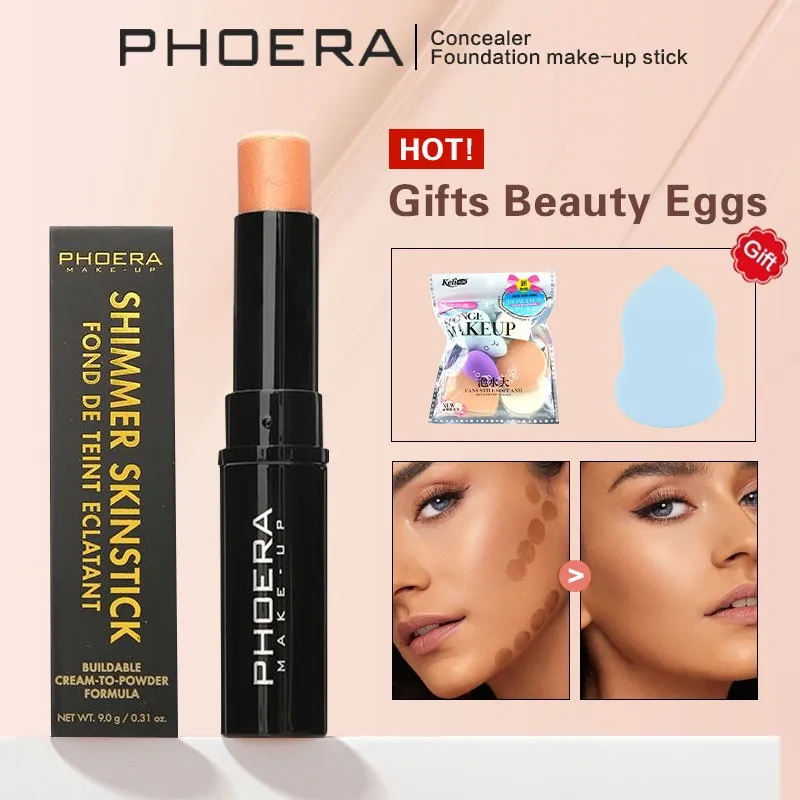 PHOERA 12 Colors Concealer Stick Smoother Long Lasting Contour Foundation Stick Breathable Highlighter Stick With Free Gift-animated-img