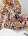 2022 Femme Formal Jacket  Trousers Office Lady Outfits Autumn Women two Pieces set Chain Print Blazer Coat  Pants Suit Sets