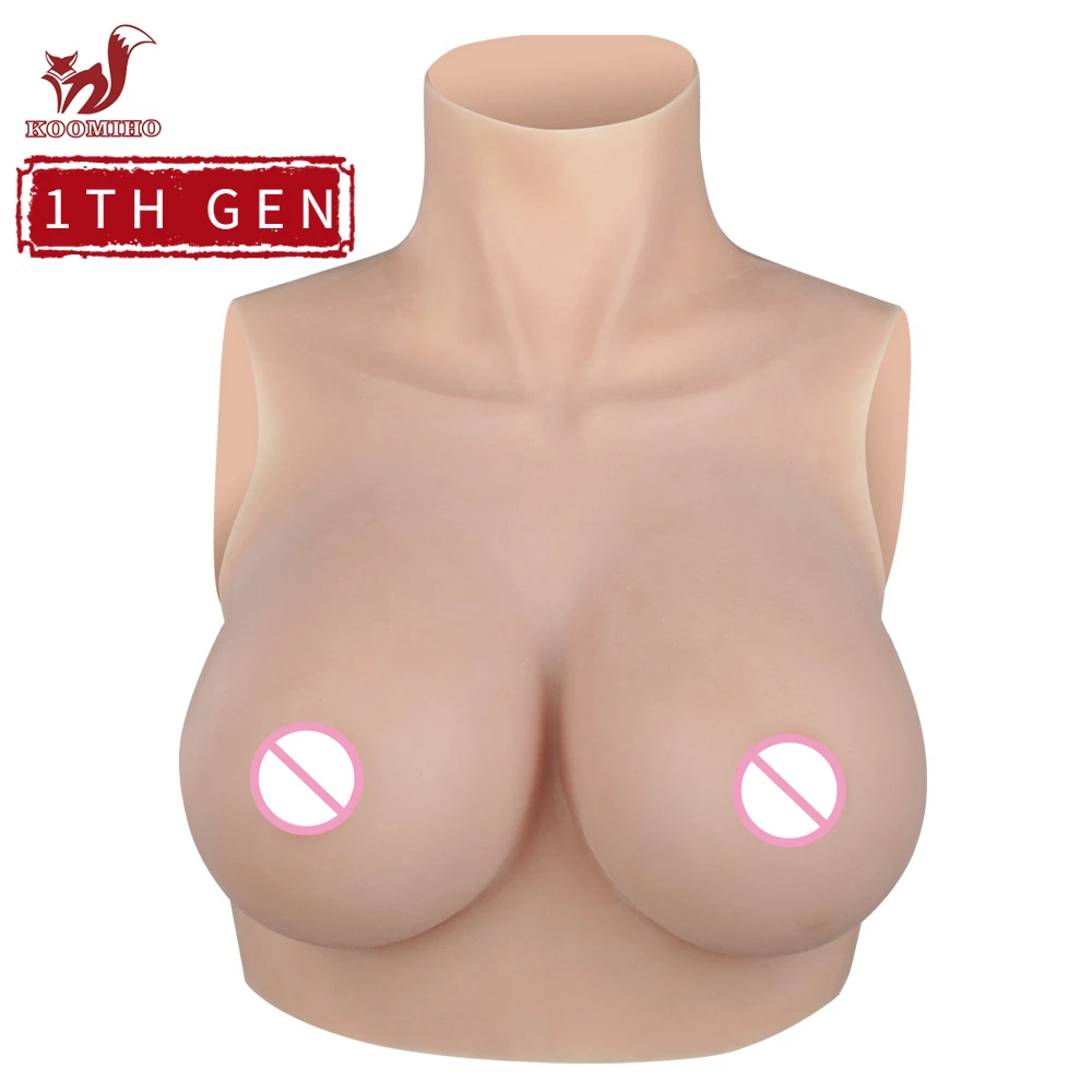 KOOMIHO Silicone Breast Forms A/B/C/D/E/G/H Cup Huge Fake Boobs Transgender Drag Queen Shemale Crossdresser Beginner 1TH GEN-animated-img
