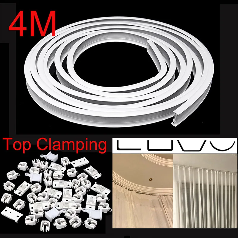 1M Flexible Ceiling Mounted Curved Curtain Track Rod Rail Straight Slide  Windows Plastic Bendable Accessories Kit Home Decor
