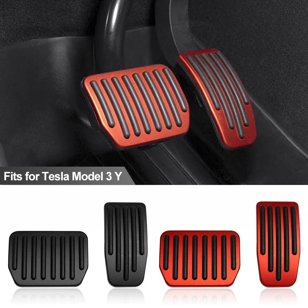 For Tesla Model 3 Y Highland 2024 2023 2022 Foot Pedals Cover Accesories Aluminum Alloy Accelerator Gas Fuel Brake Rest Pads Mat-animated-img
