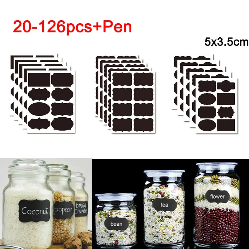 20-100pcs/Set Chalkboard Labels Spice Sticker Organizer Label for