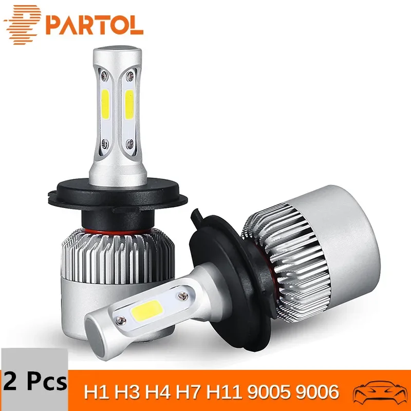 Partol H4 H7 H11 H1 Car LED Headlight Bulbs 72W LED 9005 9006 H3 9012 H13 5202 COB Automobile Fog Light Headlamp 6500K 12V 24V-animated-img