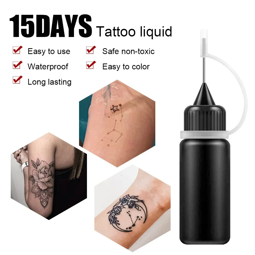 Temporary Tattoo 10ml Liquid Tattoo Ink Black Red Brown Blue for Temporary Tattoo Sticker Body DIY Pigment Professional Tool-animated-img