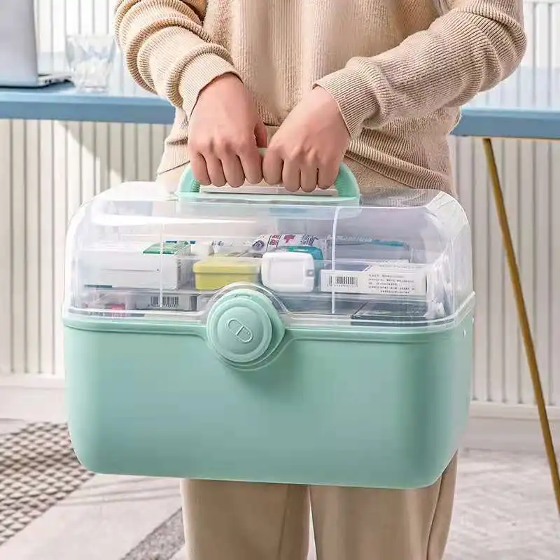 קנו אלי אקספרס  Large Capacity Family Medicine Organizer Box Portable  First Aid Kit Medicine Storage Container Family Emergency Kit Box