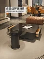 Rock plate black square tea table living room light luxury modern simple size of the tea table glass side of several combination preview-1