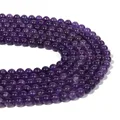 Natural Stone Amethysts Crystal Beads Round Loose Spacer 5A Bead For Jewelry Making Diy Bracelet Necklace Accessroy Finding 15" preview-2