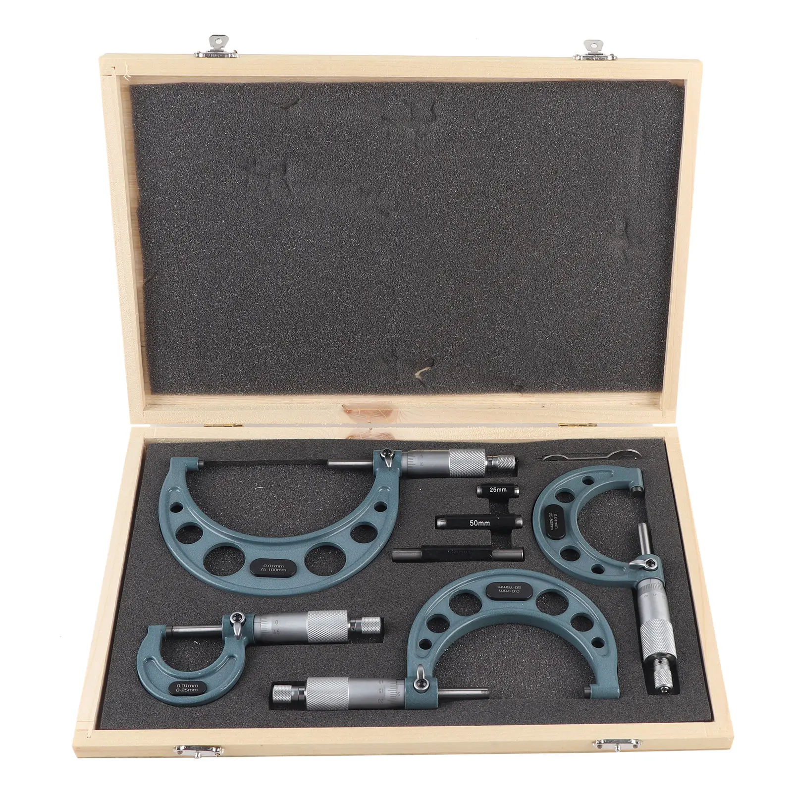 Outside Micrometer Set Outside Micrometer 0‑100mm Metric Outside Micrometers Thickness Gauge Measuring Calipers with Case-animated-img