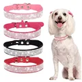 Bling Crystal Dog Collars for Small Large Dog Adjustable Soft Leather Rhinestone Luxury Dog Collars for Puppy Dog  Necklace preview-5