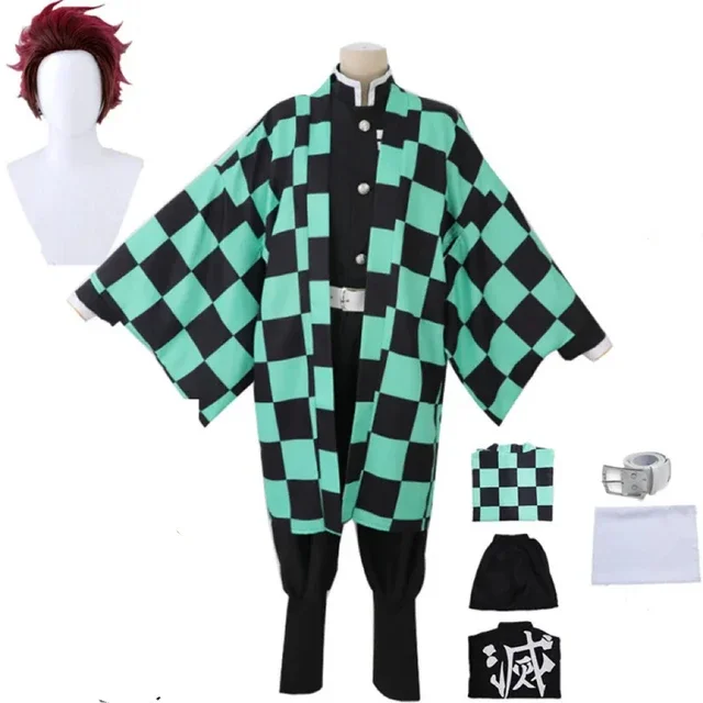 Anime Demon Slayer Cosplay Costume Tanjirou Kamado Kimetsu No Yaiba Man Kimono Uniform Disfraz Halloween Party Masquerade-animated-img