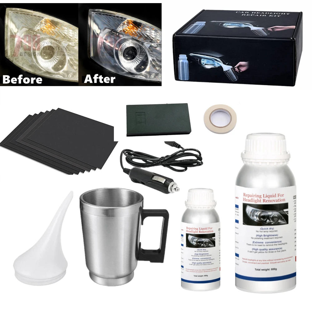 800ML Headlight Polishing Kit Headlights Liquid Polymer Repair