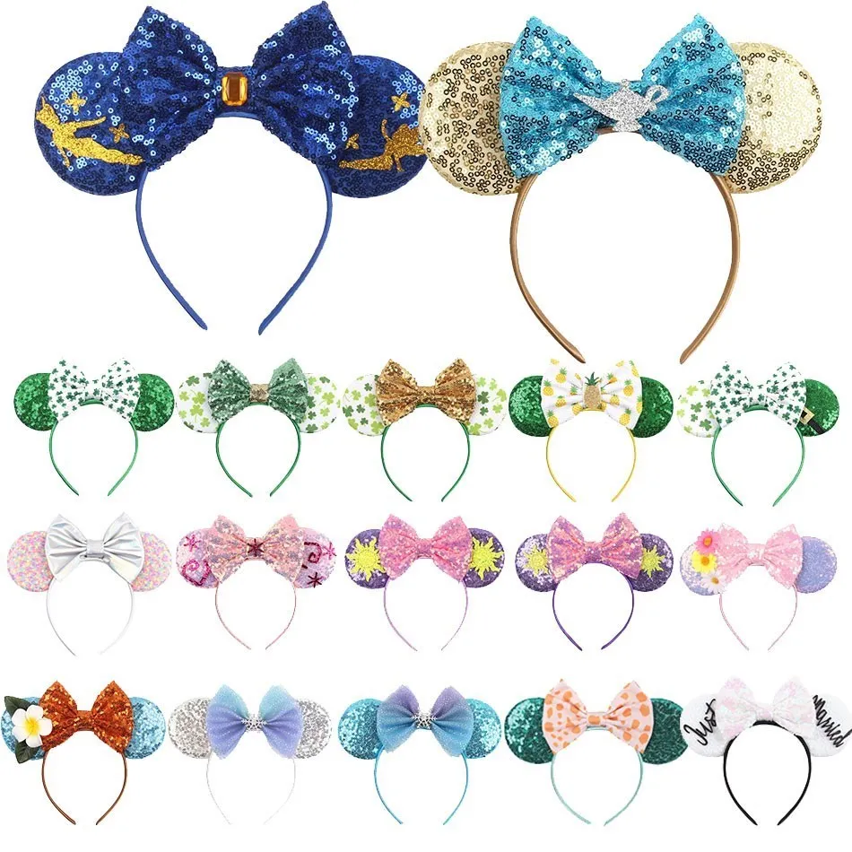 Children Headband
  Girls Mouse Ear Sequins Hair Accessories Baby Kids Christmas Jasmine
  Rapunzel Elsa Clover Hair Band-animated-img