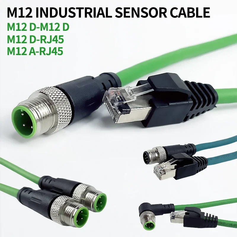 M12 to RJ45 Connector Cable M12 8Pin 4Pin A/D type Encoding to Shielding RJ45 Ethernet Profinet Line-animated-img