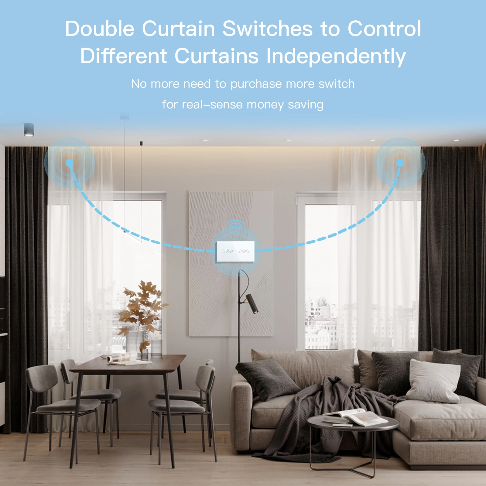 BSEED Wifi Roller Shutter Switch Touch Blinds Switch Smart Light Switches  Function Parts Glass Panel DIY Free Combination