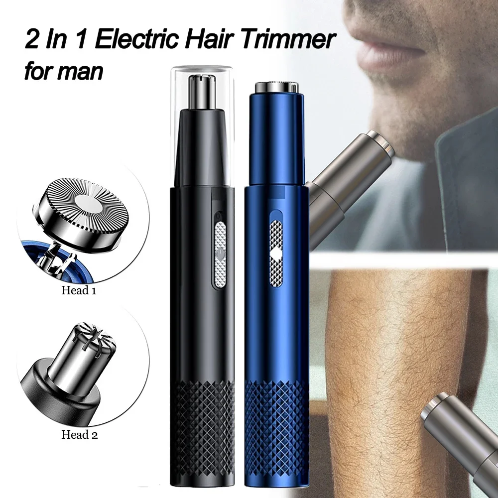 2 In 1 Electric Nose Hair Trimmer USB Charging New High Quality Ear Hair Removal Multi-kinetic Shaving Tools-animated-img