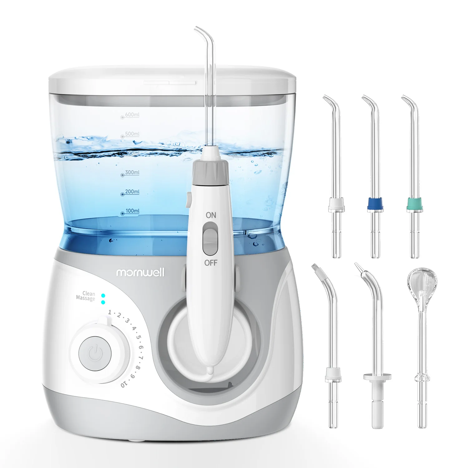 Home Water Flosser, 600 ml Large Capacity,10 Adjustable Pressures,6 Home Nozzles Professional Oral Irrigator for Teeth Clean-animated-img