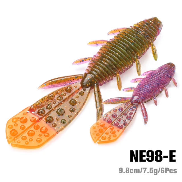 TSURINOYA 9.7cm 7.5g 6pcs Shrimp Soft Fishing Lure NEBULA Add Salt