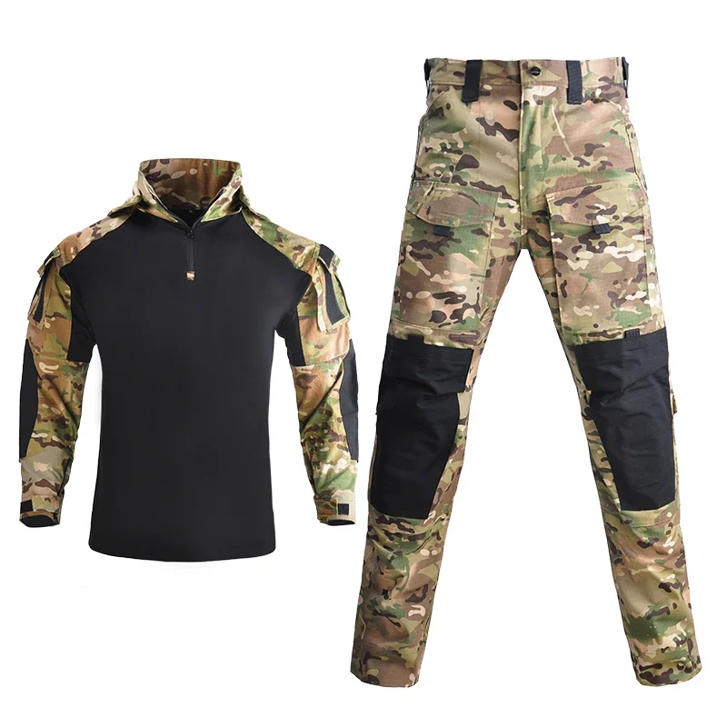 Men's Tactical Suits Outdoor Hiking Long Shirt Softair Paintball Pants with Pads Combat Uniform Men Clothing Hunting Camping-animated-img