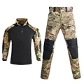 Men's Tactical Suits Outdoor Hiking Long Shirt Softair Paintball Pants with Pads Combat Uniform Men Clothing Hunting Camping