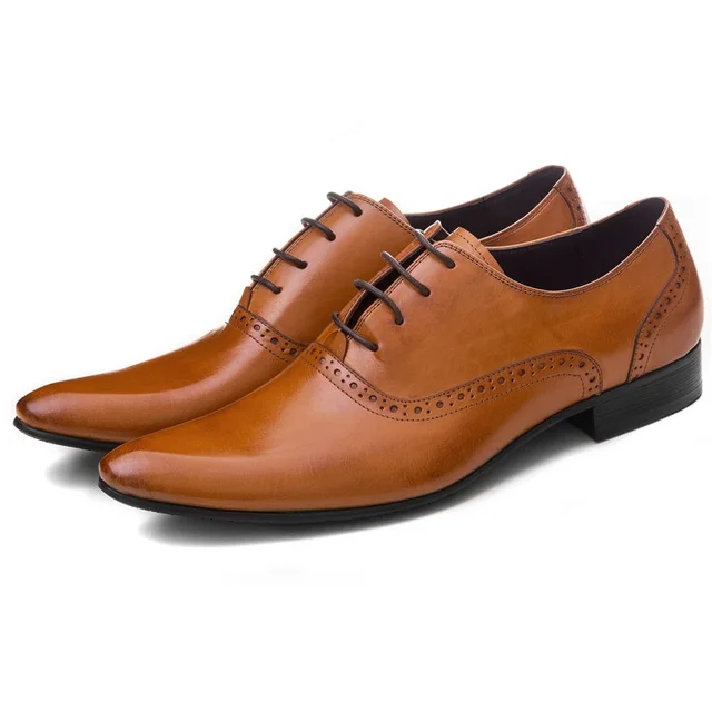 brown mens dress shoes genuine leather 