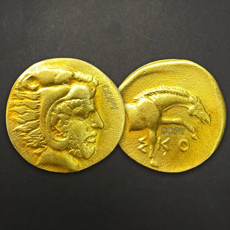 Ancient Roman Knight Half Body Horse Gold Greek coin, Antique Collection Medal Souvenir Gift，Home Decorative Coin-animated-img