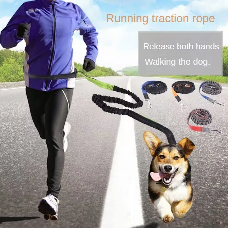 Hand Free Dog Leash for Pet Walking Running Jogging Adjustable Dog leash Waist Belt Chest Strap Traction Rope Dog Accessories-animated-img