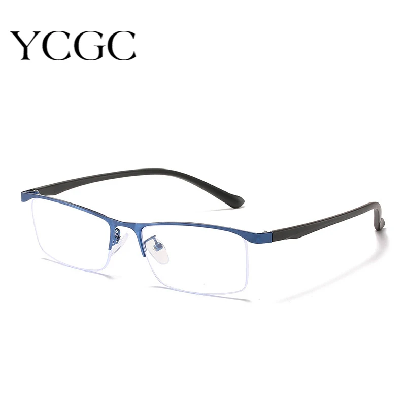 blue half frame glasses