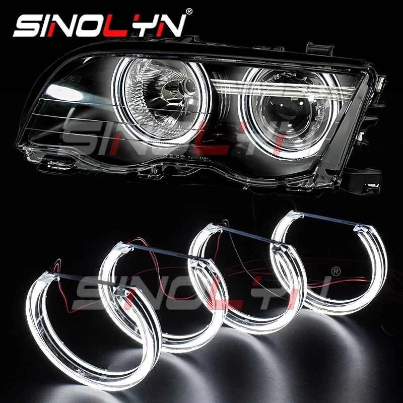 קנו פנסים ואורות לרכב  Sinolyn LED Angel Eyes Halo Rings For BMW 3 5 Series  E46 M3/E39/E36/E38 Headlight DRL Acrylic DTM Style Lights Turn Signal Light