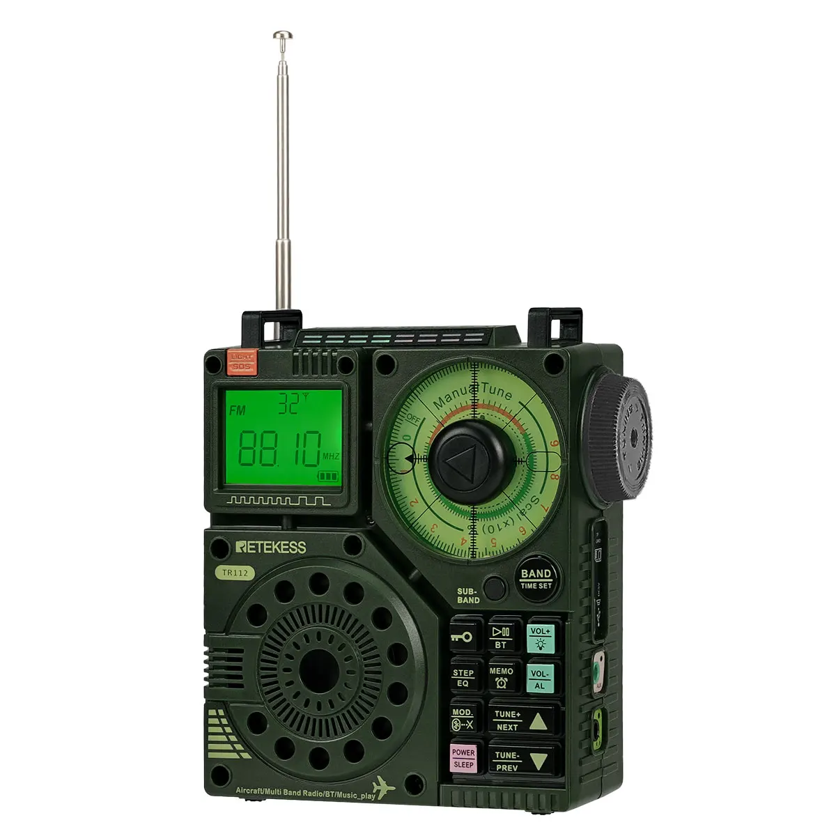 Retekess TR112 Radios Portable AM FM Radio Receiver Ham Radio Emergency Amateur Shortwave Radio SW AIR Band VHF WB Alarm Clock-animated-img