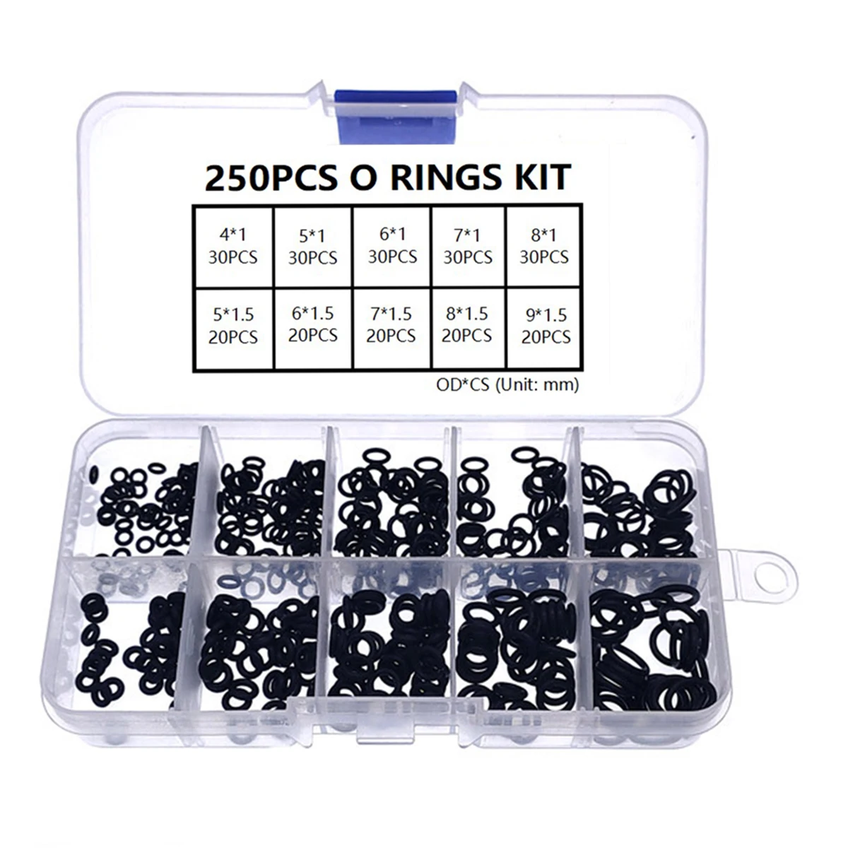 250Pcs 10 Sizes Universal NBR Seal Ring Kit Nitrile Rubber O-Ring Oil Seal Gasket Sealing Rings Rubber Machine Combination Set-animated-img