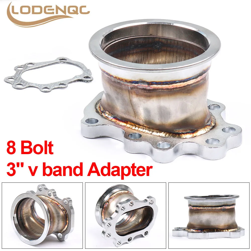 T25 T28 GT25 GT28 8 BOLT to 3" V Band Exhaust Manifold Converter Adaptor Flange-animated-img