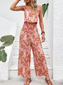 Elegant Long Jumpsuit Women Sexy Backless Wide Leg Jumpsuits Casual Sleeveless Floral Rompers Summer Clothes For Woman 2024 New preview-5