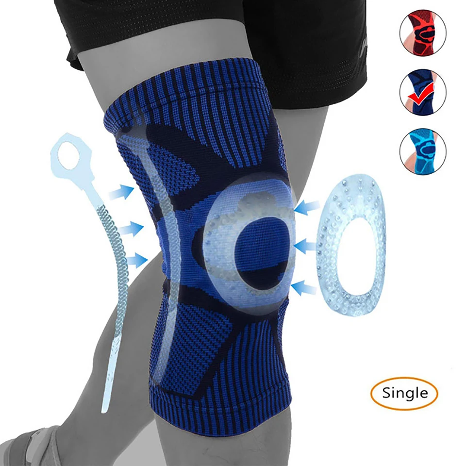 Knee Brace Compression Sleeve,elastic Knee Wraps With Silicone Gel Spring  Support,medical Grade Silicone Knee Protector