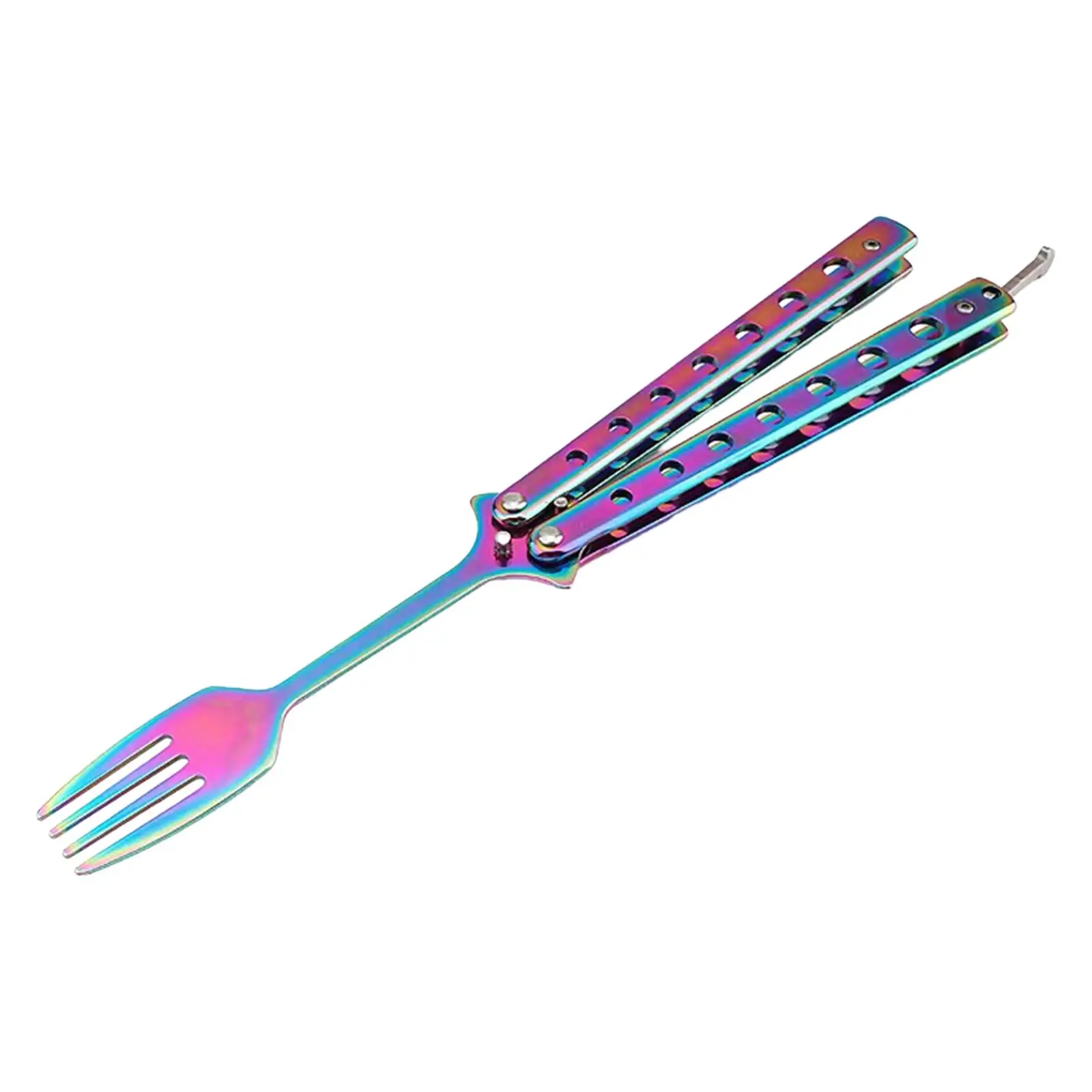 Butterfly Fork Stainless Steel Portable Foldable Utensil Butterfly Training Fork for Hunting Picnic Office Backpacking Kitchen-animated-img