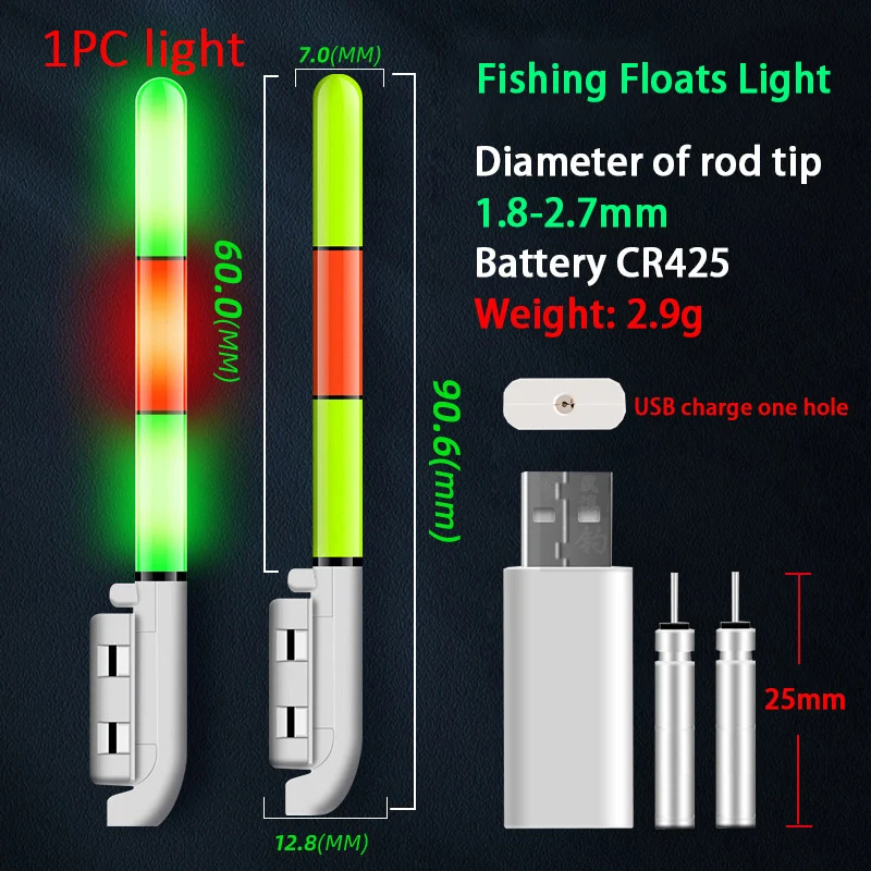 Waterproof LED Fishing Night Light Electronic Float Rod Tip Luminous Stick  Light 