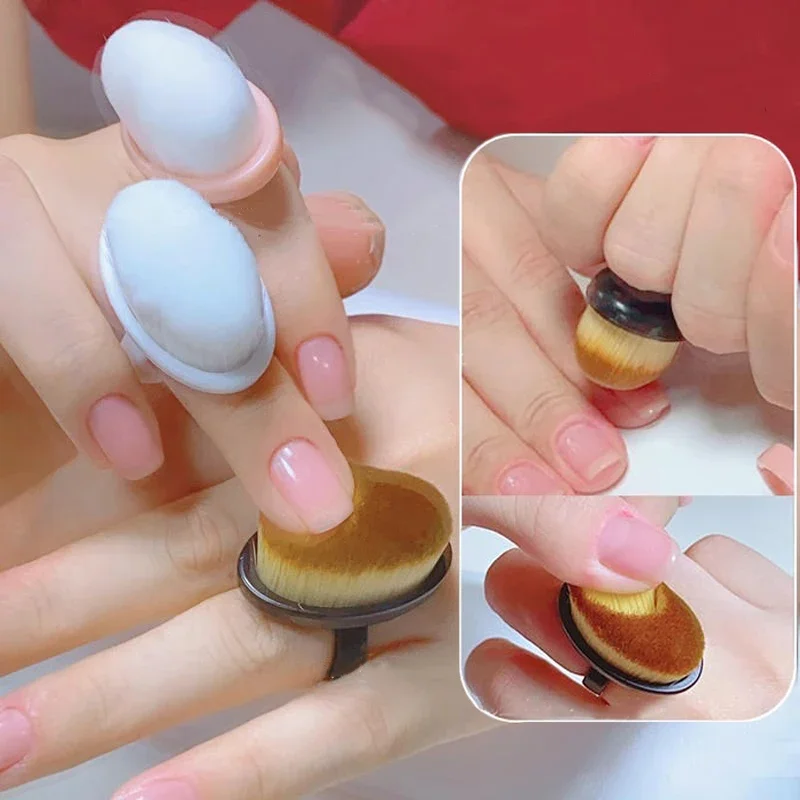 1-9pcs Ring-shaped Brush for Nail Dust Cleaning Professional Nail Dust Brush Buckle Brush Oval Gel Make Up Tool Manicure Brushes-animated-img