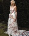 Sansa Real Photos Colorful Flowers Embroidery Lace Wedding Dress Strapless Boho Low Back Custom Bridal Gown Customized 2024 preview-2