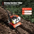 52CC Gasoline Tiller Cultivator 2 Stroke Mini Cultivator Rotovator for Farm Garden Yard, Single-Cylinder Air Cooled 7000r/min