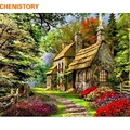 CheniStory נוף כפרי ללא מסגרת ציור DIY לפי מספרים ציור שמן אקרטילי מצויר ביד לעיצוב הבית יצירות אמנות בגודל 40x50 ס"מ