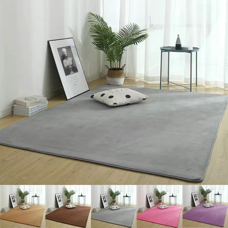 Coral Fleece Carpets Soft Customizable Yoga Solid Color Kid Bedroom Rug Front Door Carpet Living Room Carpet Absorbent