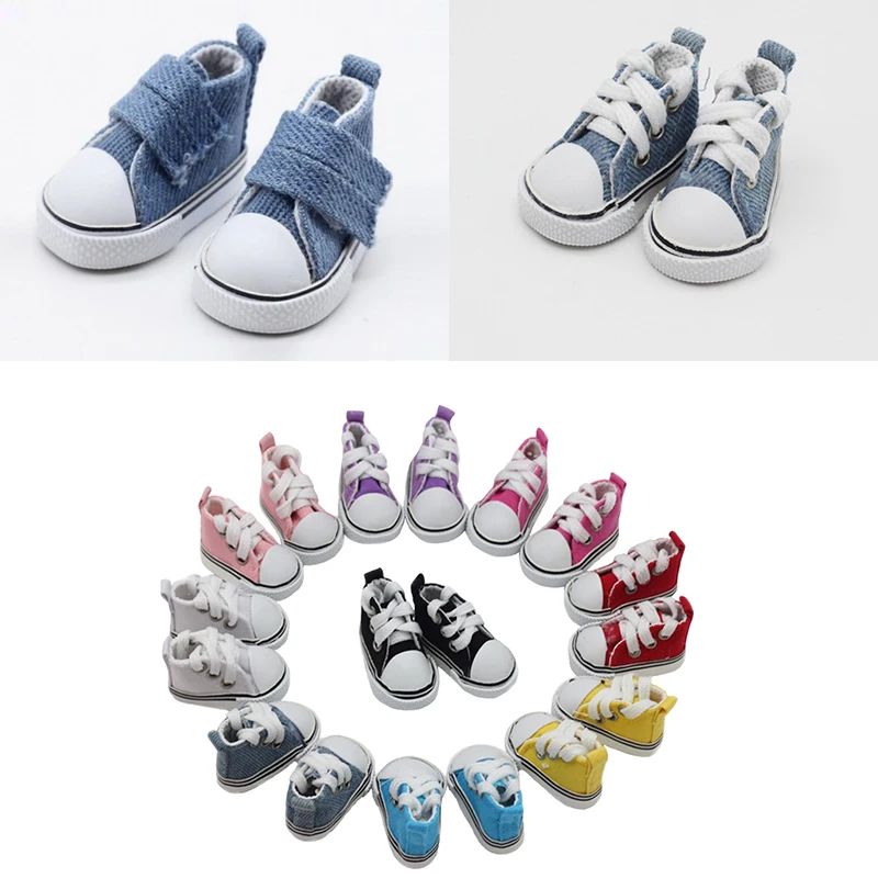 Sneakers Shoes For Dolls 5CM Canvas Shoes Handmade Accessories For 1/6 Dolls Girls Toys Textile Doll Shoes Colorful Children Toy