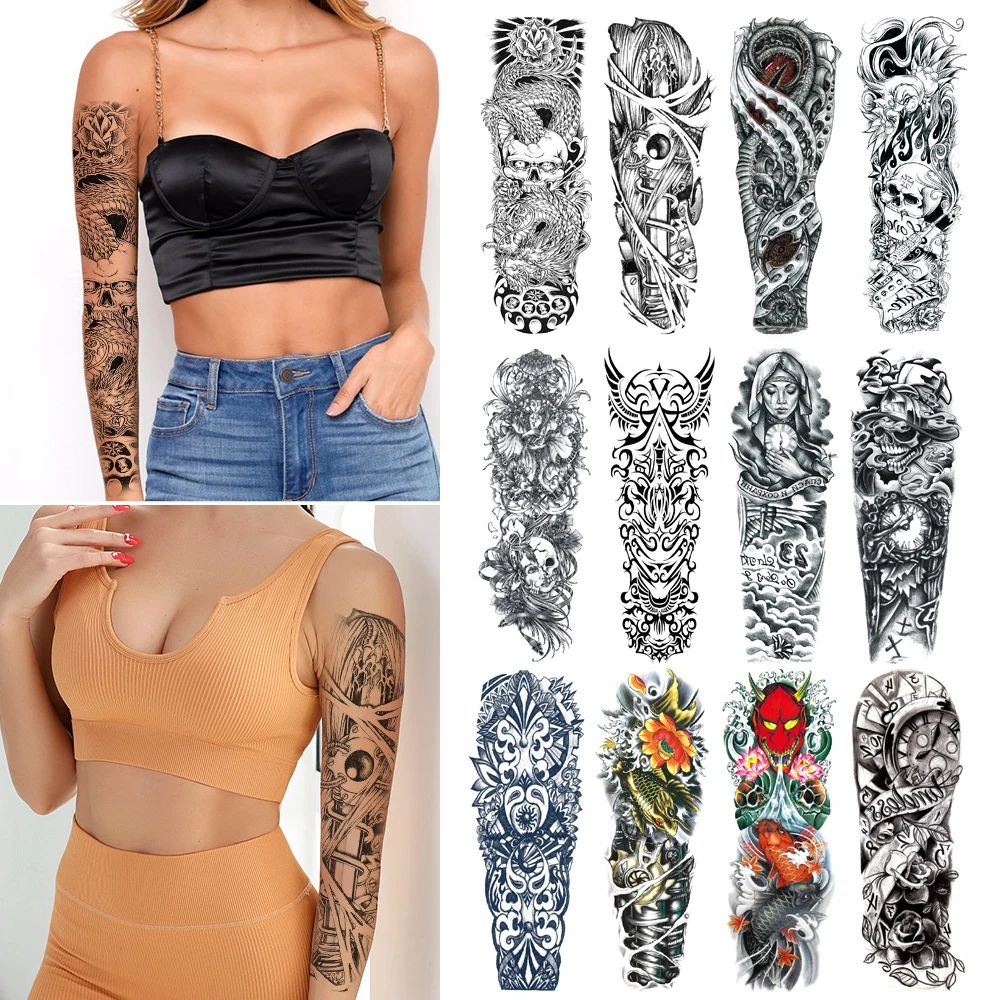 Geometric Tiger Black Tribal Totem Arm Tattoo Temporary Sticker For Men,  Women, And Kids Wolf, Panda, Lion, Death Skull Design From Soapsane, $5.08  | DHgate.Com